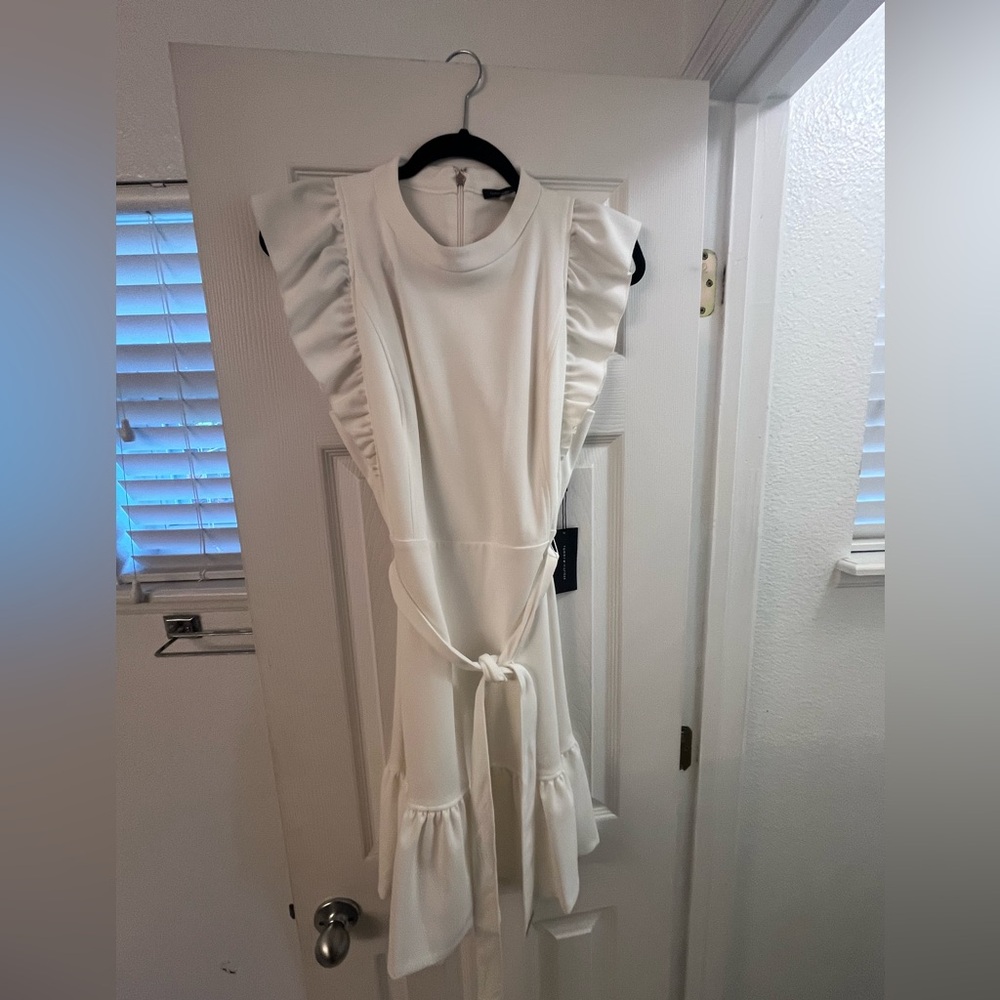 Tommy Hilfiger Elegant White Ruffle Dress